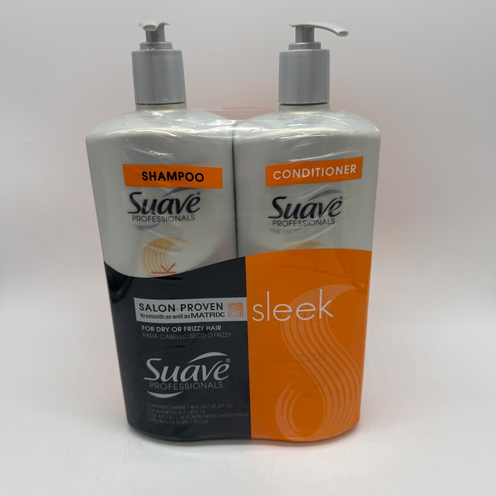 Suave Professionals Sleek Shampoo Conditioner Set 40oz Orange 2-Pack New